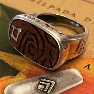Silpada Carved Wood Sterling Silver Live Your Life To The Fullest Ring R2023 Sz6